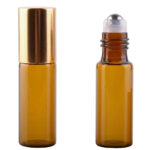 parfum roller glas 5ml amber dop goudkleurig metalen roller