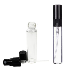 parfum verstuiver mini 5 ml glas transparant dop zwart