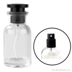 perfume bottle round 30 ml black cap atomizer